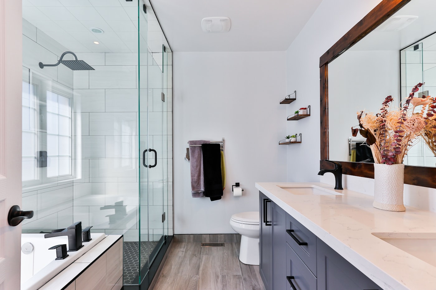 Bathroom plumbing fixtures representing residential plumbing work